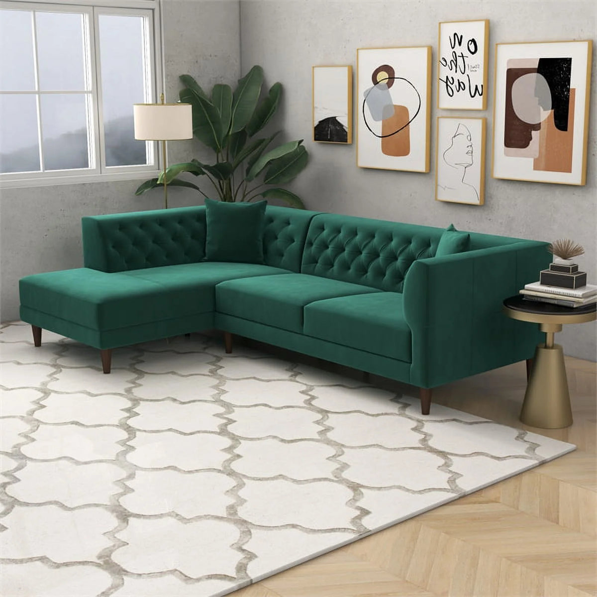 Green Velvet Corner Sectional Sofa S866103