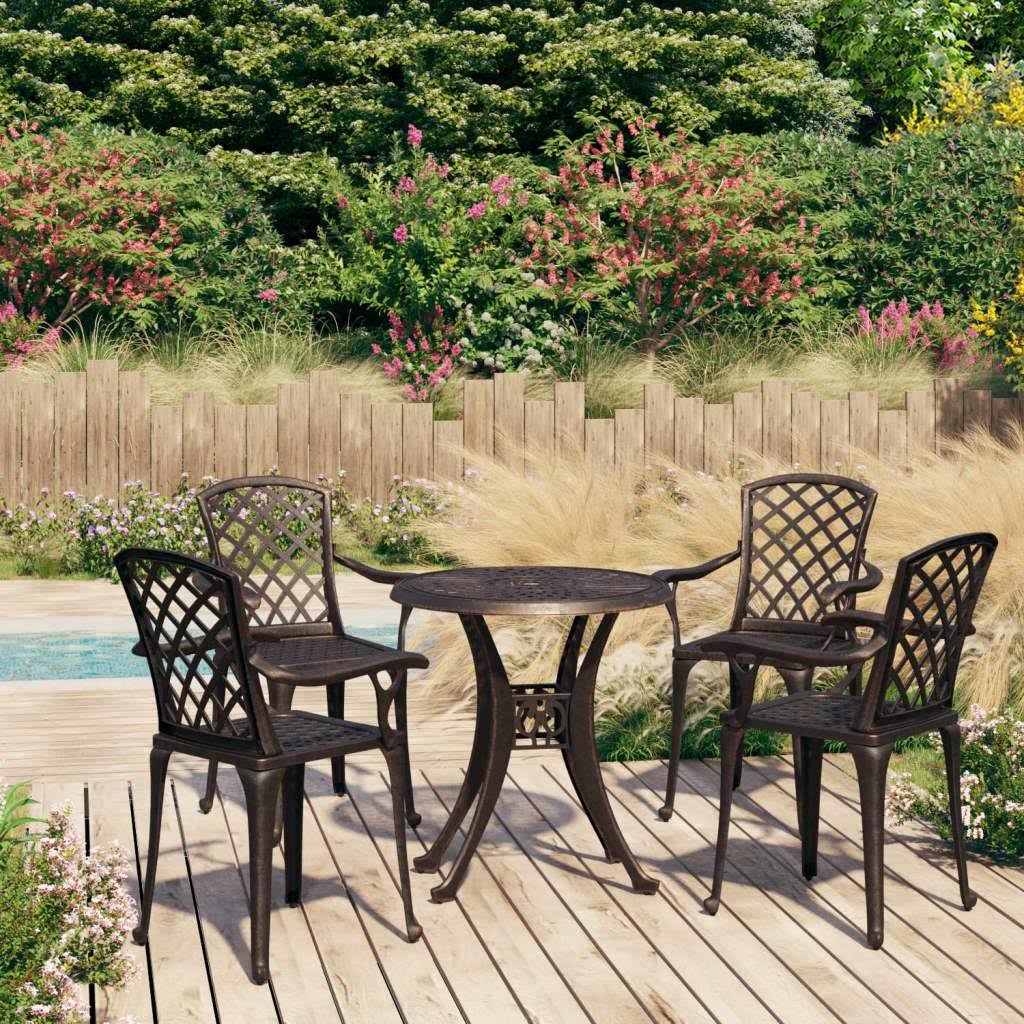 5 Piece Bistro Set Cast Aluminum Bronze A803744