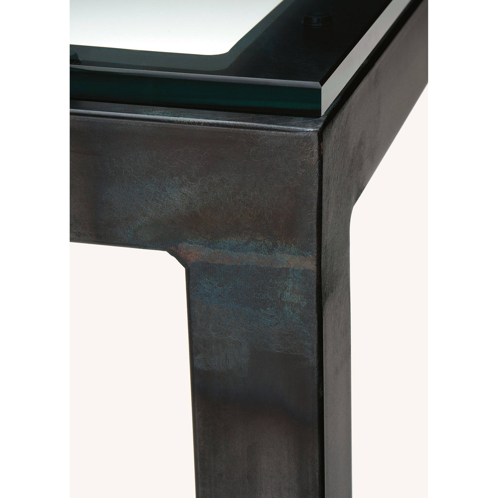 Smoke Tempered Glass Console Table with White Base K541