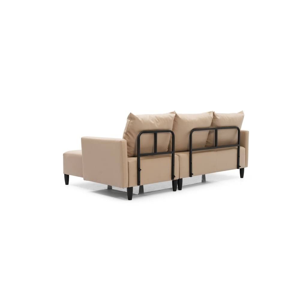 Contemporary Faux Leather Reversible Sectional S4715