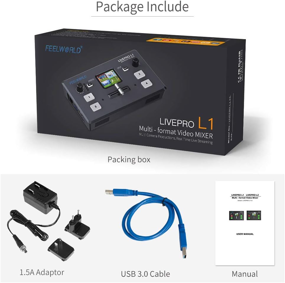 Multi Camera Video Mixer Switcher 2 Inch LCD Display 4 x HDMI Inputs USB 3.0 Output T268857