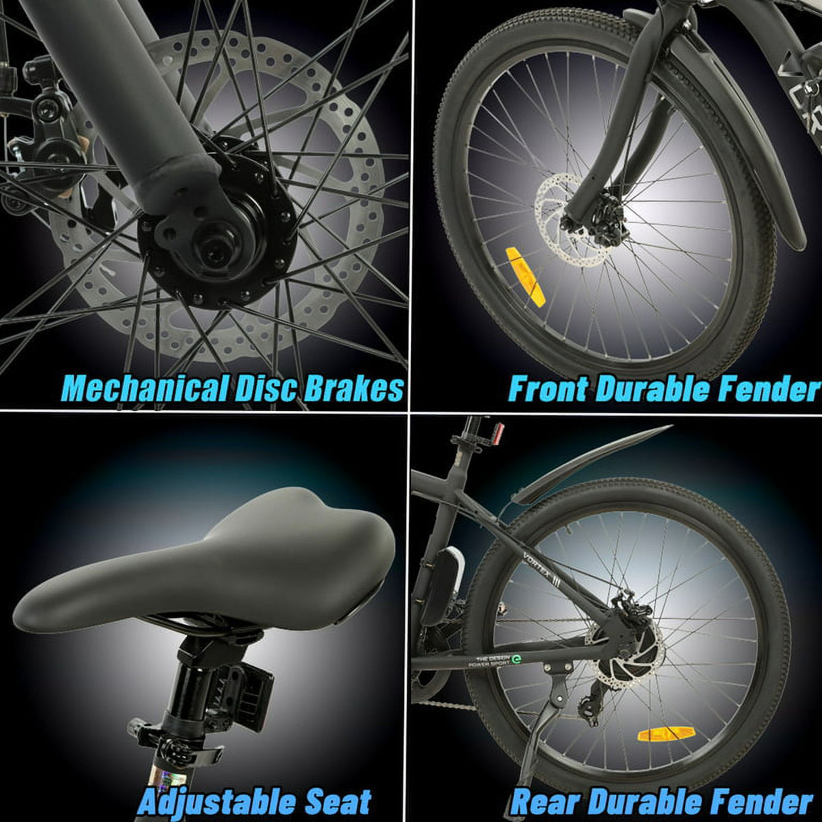 Black 26 In. 36 V 350 W 12.5 AH 7 Speed Electric Bike A283