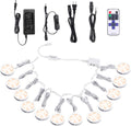 12V Dimmable LED Puck Lights with Wireless RF Remote Control, Hardwired & Wall Plug in, Daylight White, 12 Lights Kit R18927