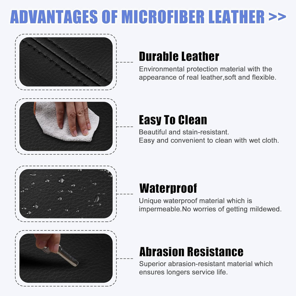Black Microfiber Leather Center Console Lid Armrest Cover W542