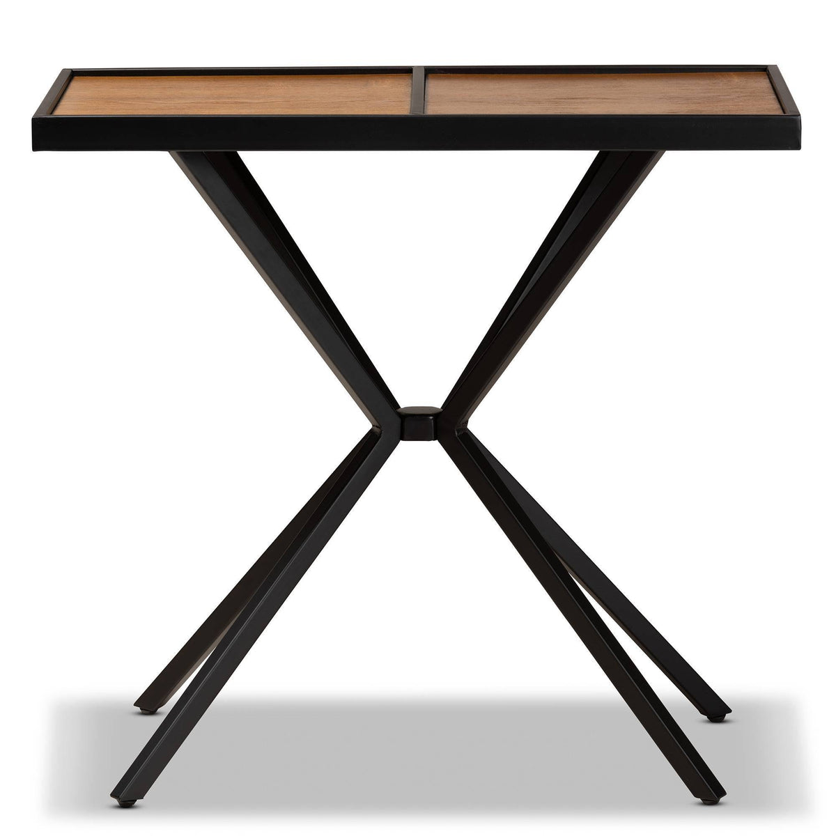 Walnut Finished Wood and Black Finished Metal Console Table A4458