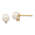 14kt Yellow Gold Akoya Cultured Pearl Diamond Post Earrings C8048