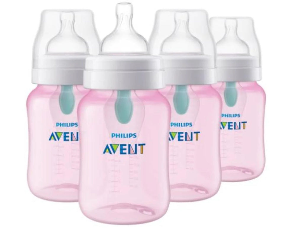 Pink Anti-colic Baby Bottle 9oz 4pk C16609