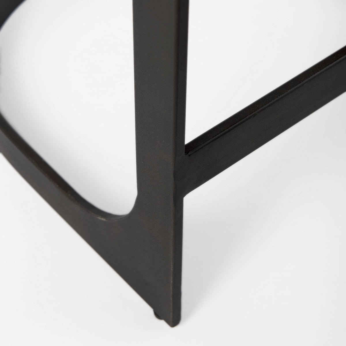 Dark Brown Leather Bar Stool with Metal Frame N5817