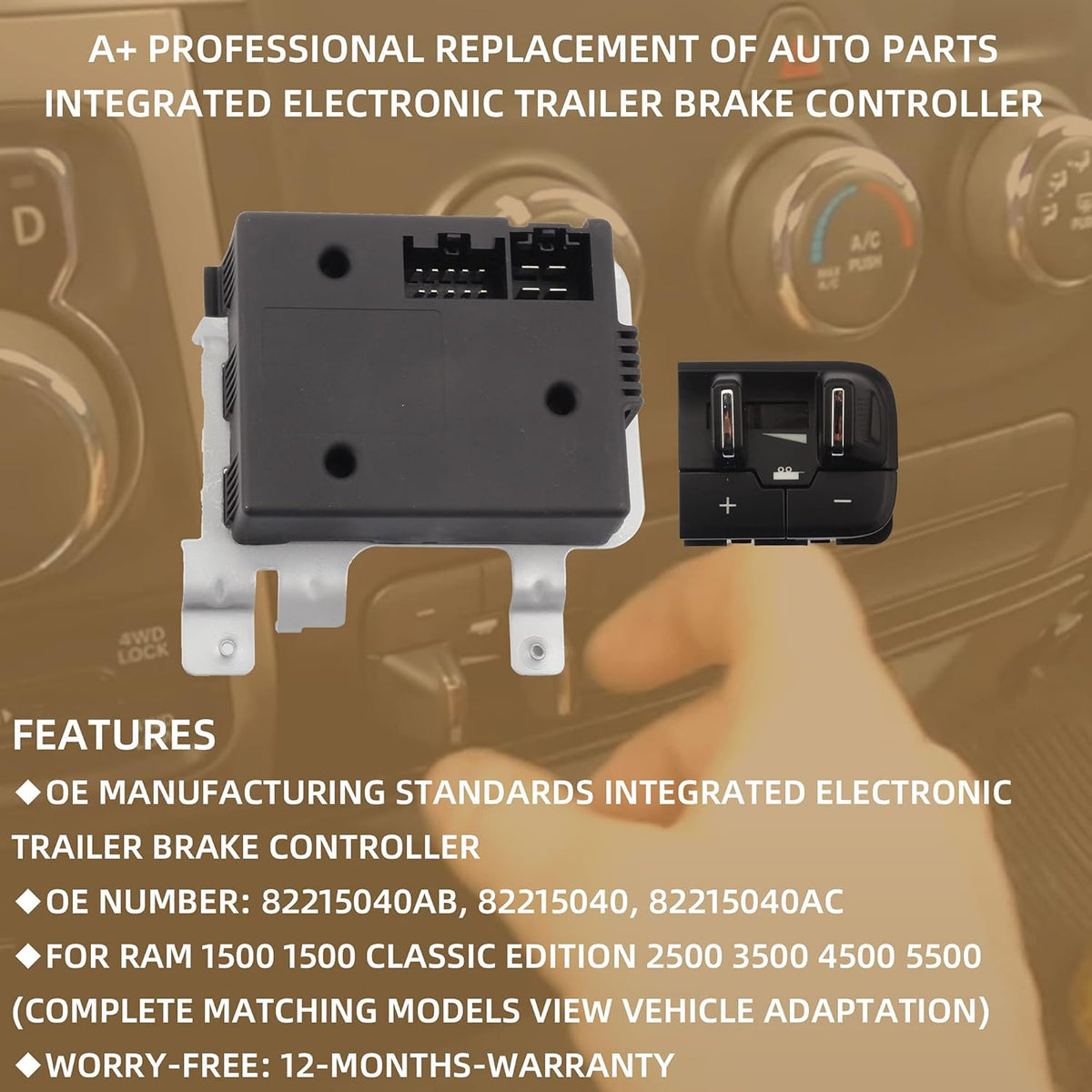 Integrated Electronic Trailer Brake Controller for Dodge Ram 2016-2018 E659