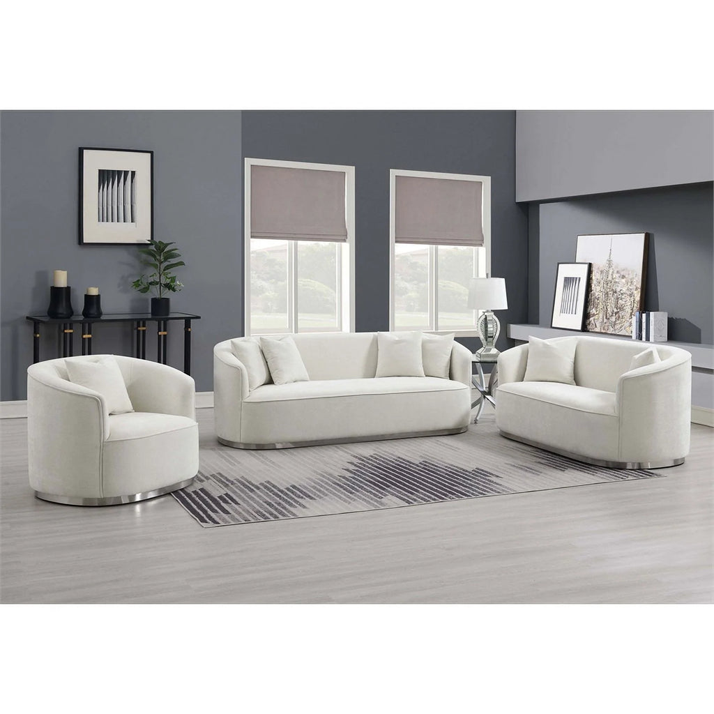Beige Upholstered Loveseat with 2 Pillows F716103