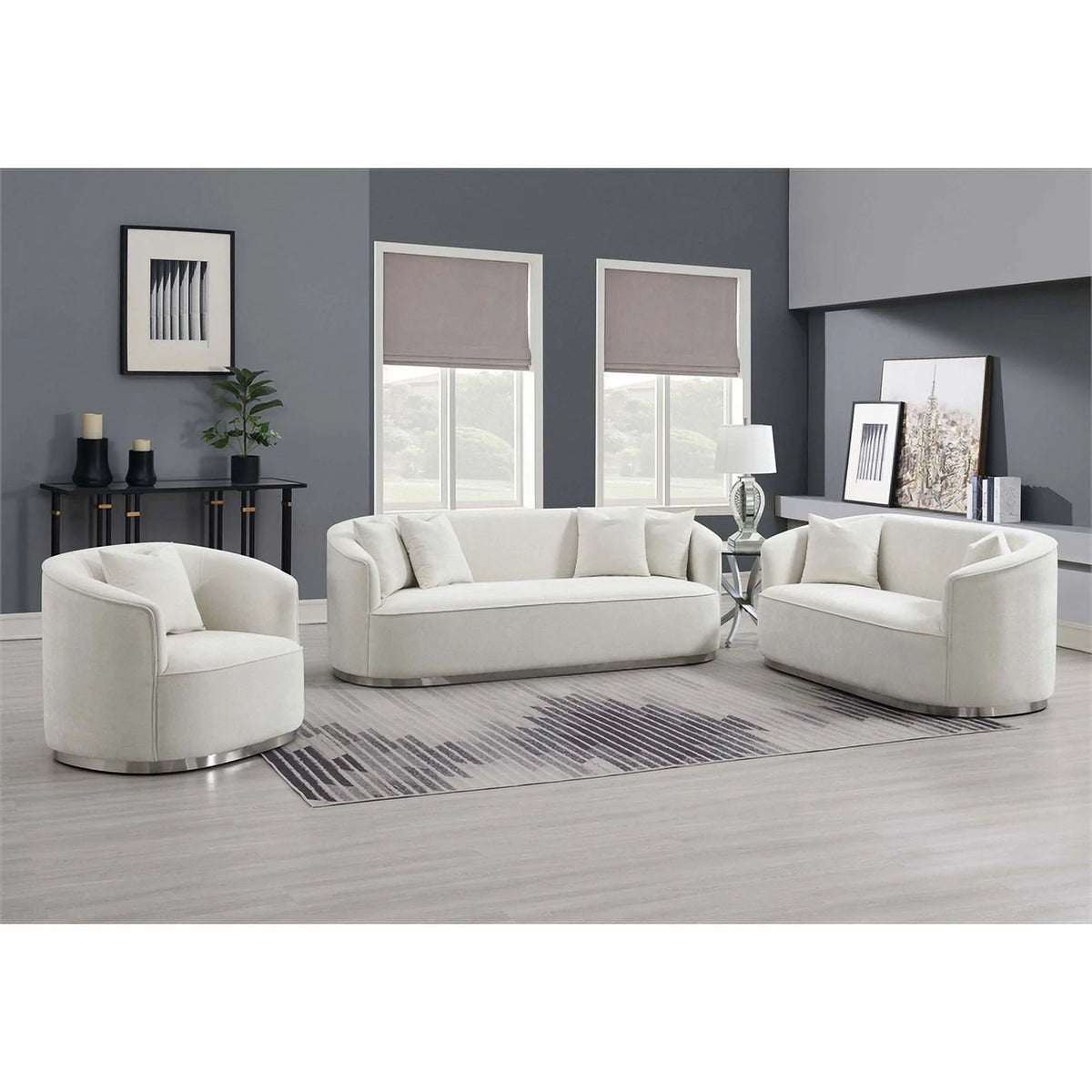Beige Upholstered Loveseat with 2 Pillows F716103