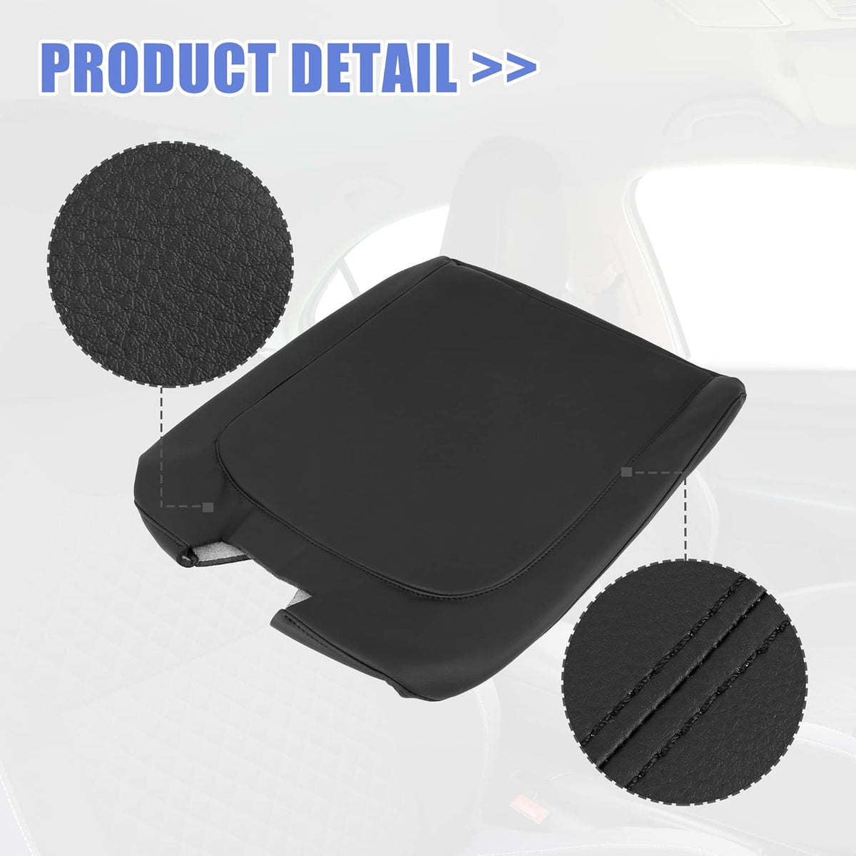 Black Microfiber Leather Center Console Lid Armrest Cover W542