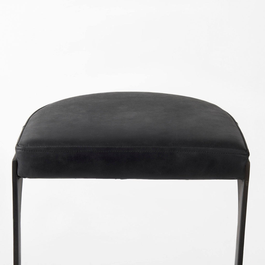 Dark Brown Leather Bar Stool with Metal Frame N5817