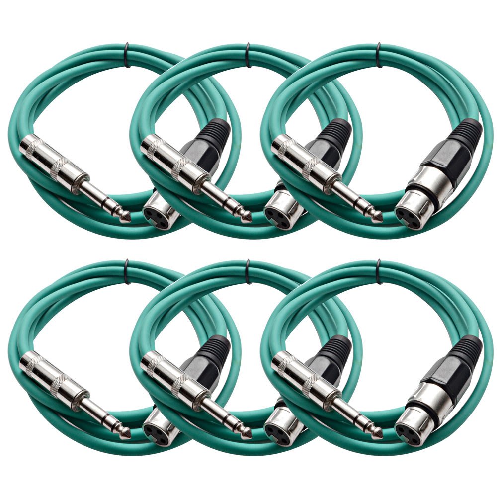 6 Pack of 25 Ft XLR Female to 1/4 TRS Patch Cable Snake Cords Balanced S1535