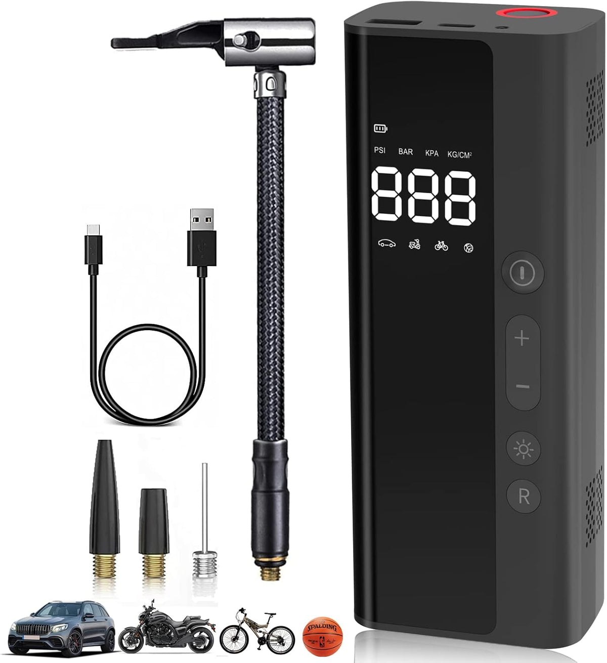 150 PSI Cordless Rechargable Tire Inflator with LED Light, Pack of 2 S68724