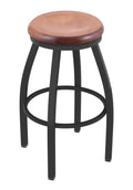 Swivel Extra Tall Bar Stool with Pewter Finish and Medium Maple Seat W2654