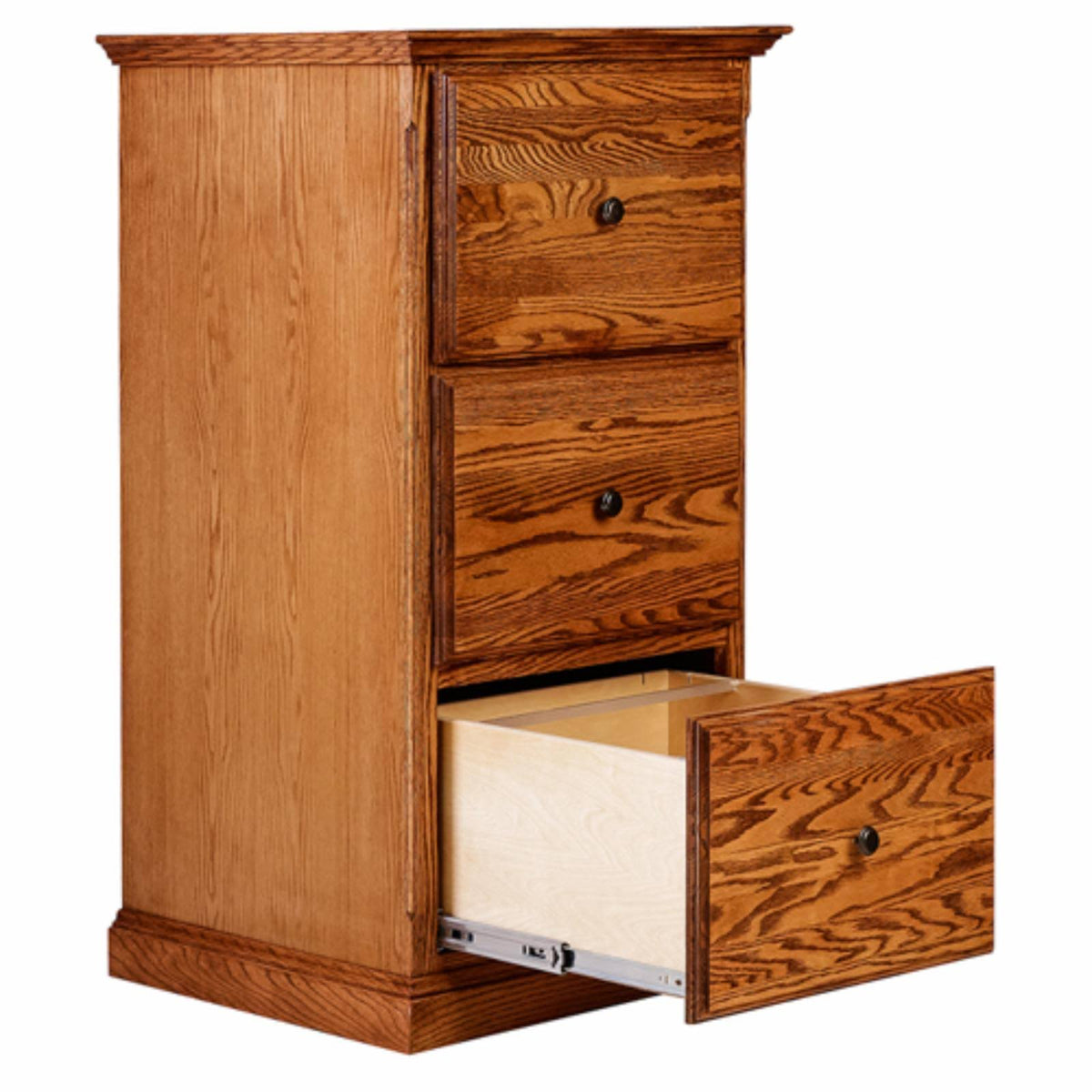 Three Drawer File Cabinet with Black Knobs Auburn Alder G541932
