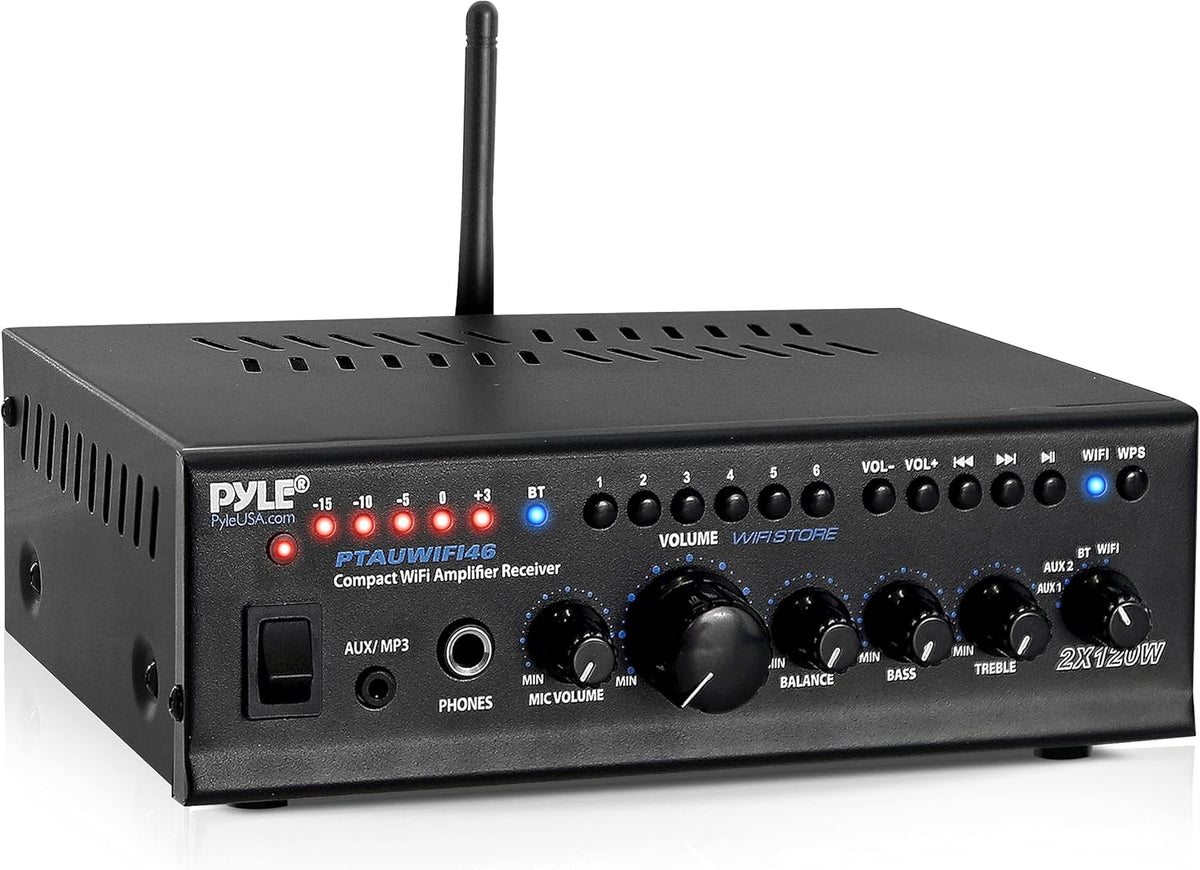 2X40W Mini Bluetooth Power Amplifier System with RCA, USB, AUX, Headphone, Mic Input Q3627