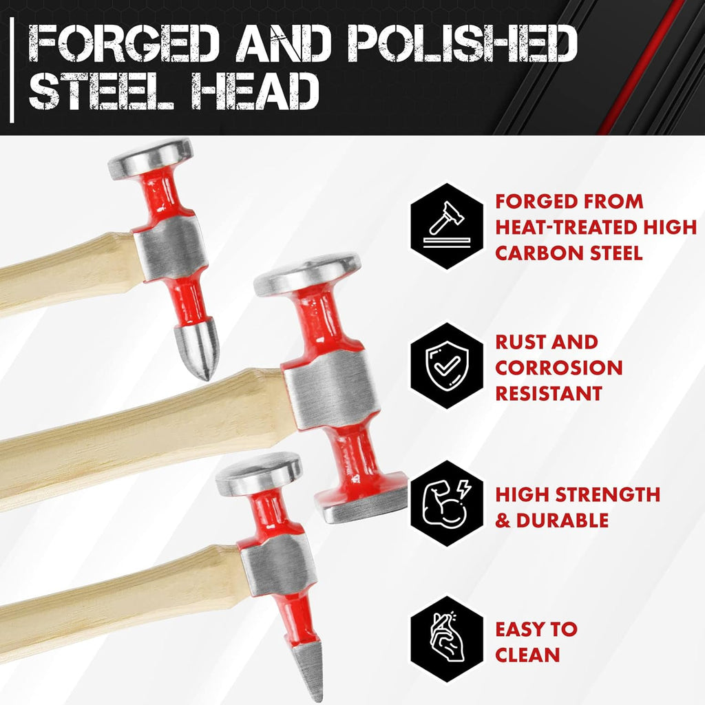 7-Piece Auto Body Repair Kit with Carbon Steel Hammer Heads and Dollies A86478