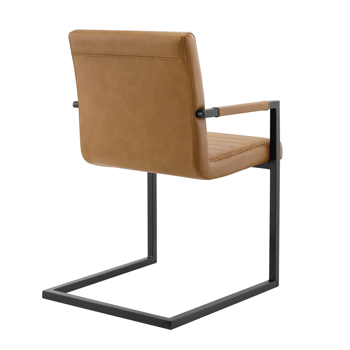 Tan Vegan Leather Dining Chairs, Set of 2 O813