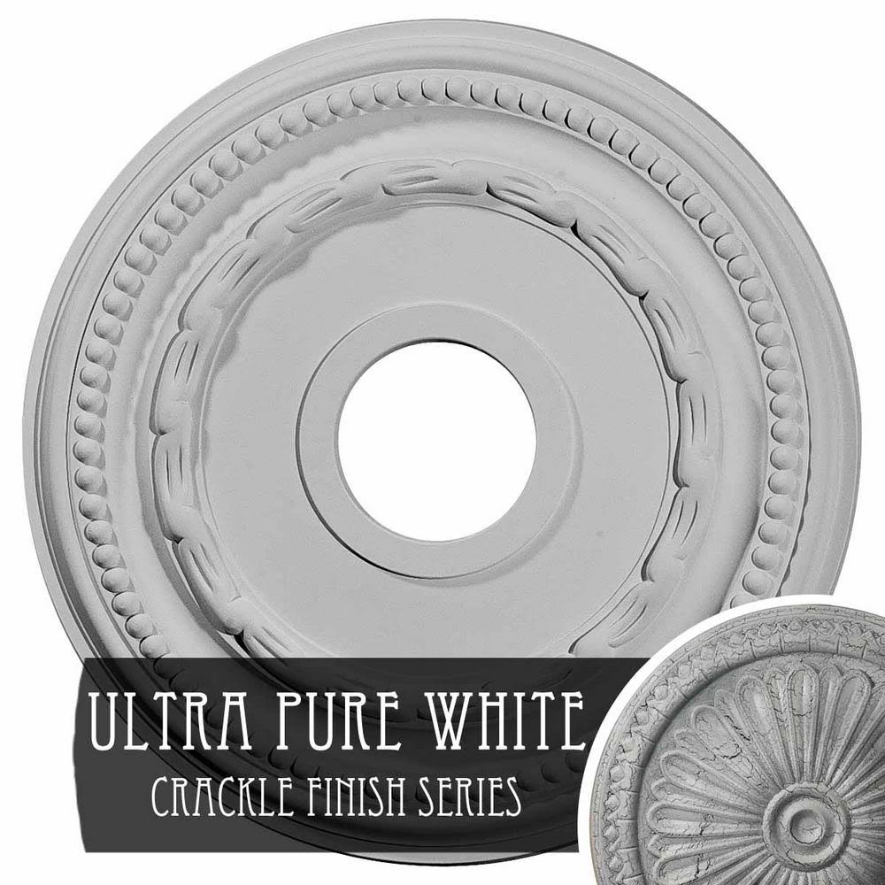 15 3/8x22OD x 3 5/8x22ID x 1x22P Federal Ceiling Medallion Hand-Painted Ultra Pure White Crackle Y5342