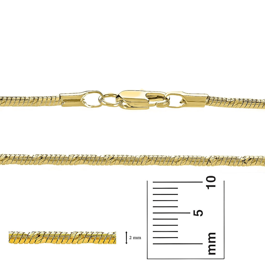 14k Yellow Gold Plated Snake Choker Chain Necklace, 16 inches H7968