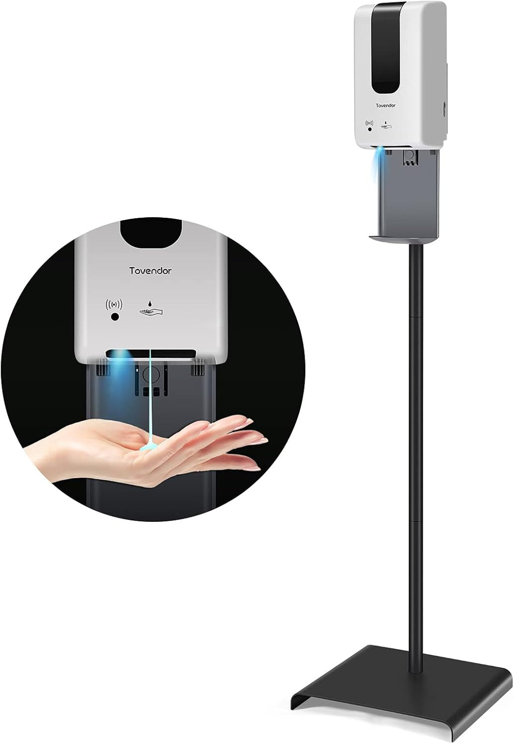 Automatic Hand Sanitizer Dispenser with Stand and Drip Catcher Infrared Sensor Refillable 1200ml Bottle P6509