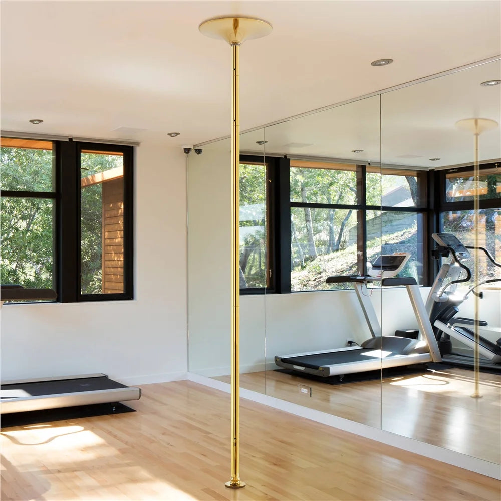 Gold Height Adjustable Spinning Static Dance Pole E815278