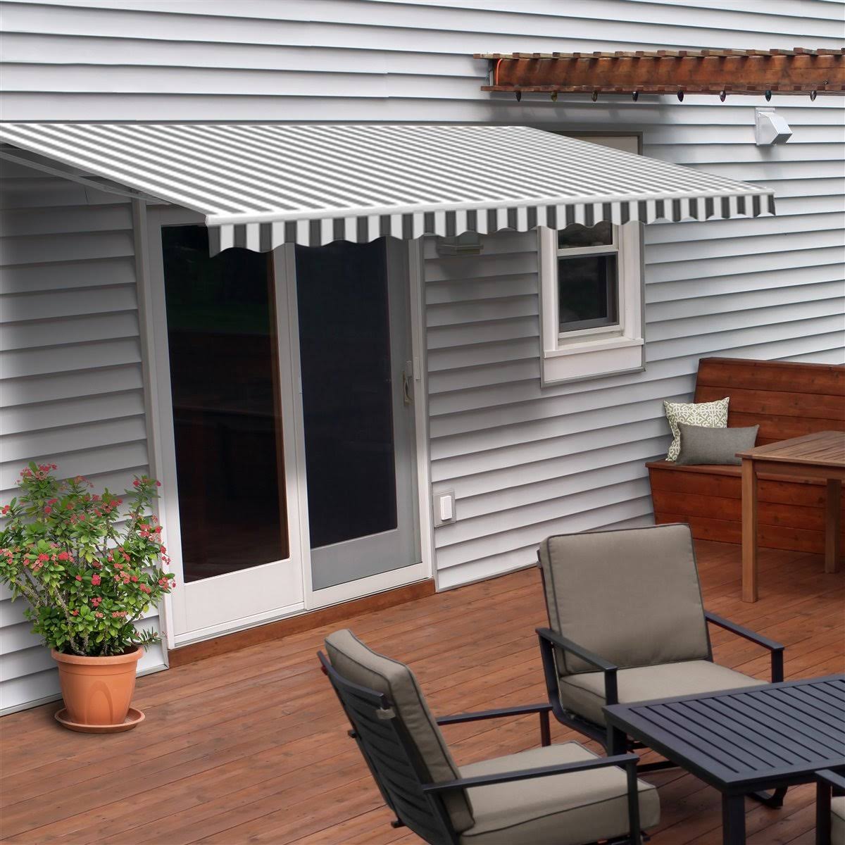 White Retractable Motorized Patio Awning V91539
