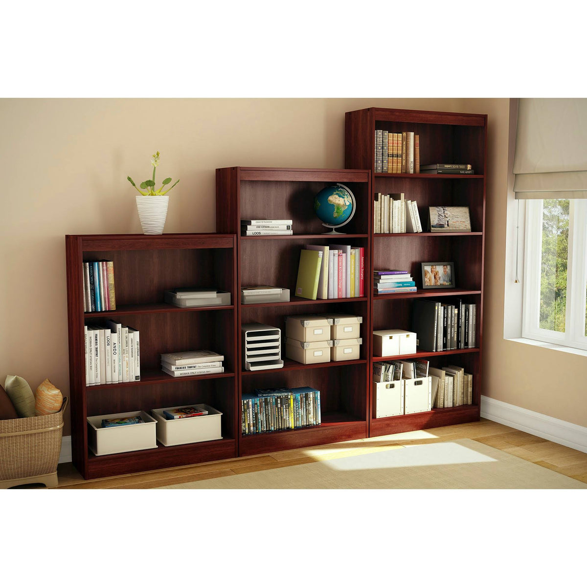 Royal Cherry 3-Shelf Bookcase P481