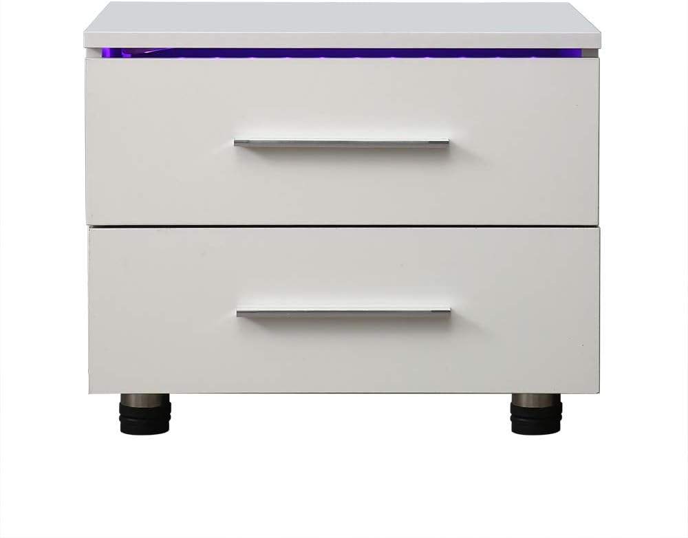 Black LED Nightstand with 2 Drawers Q400232