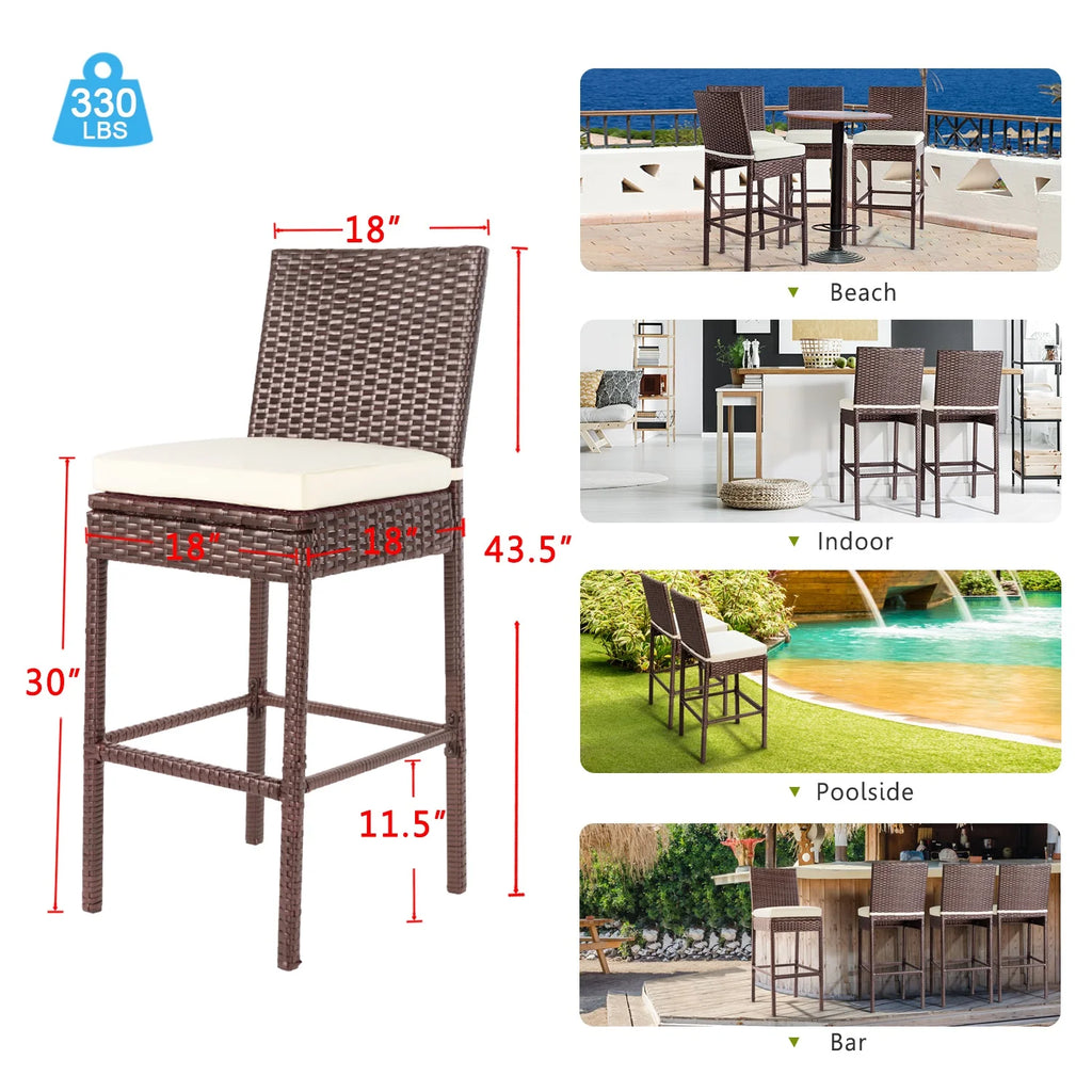 Brown Wicker Counter Height Bar Stools Set of 2 Q8999