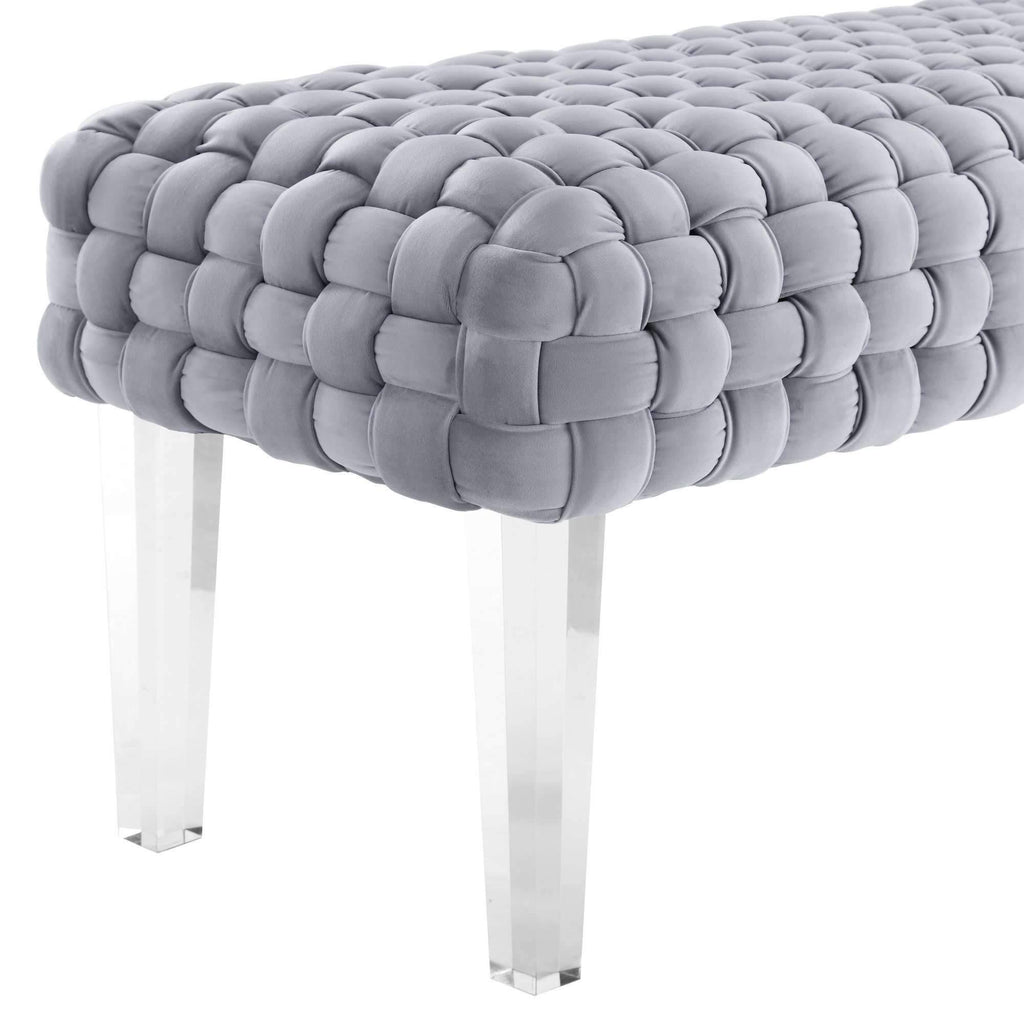 Grey Velvet Bench A6683