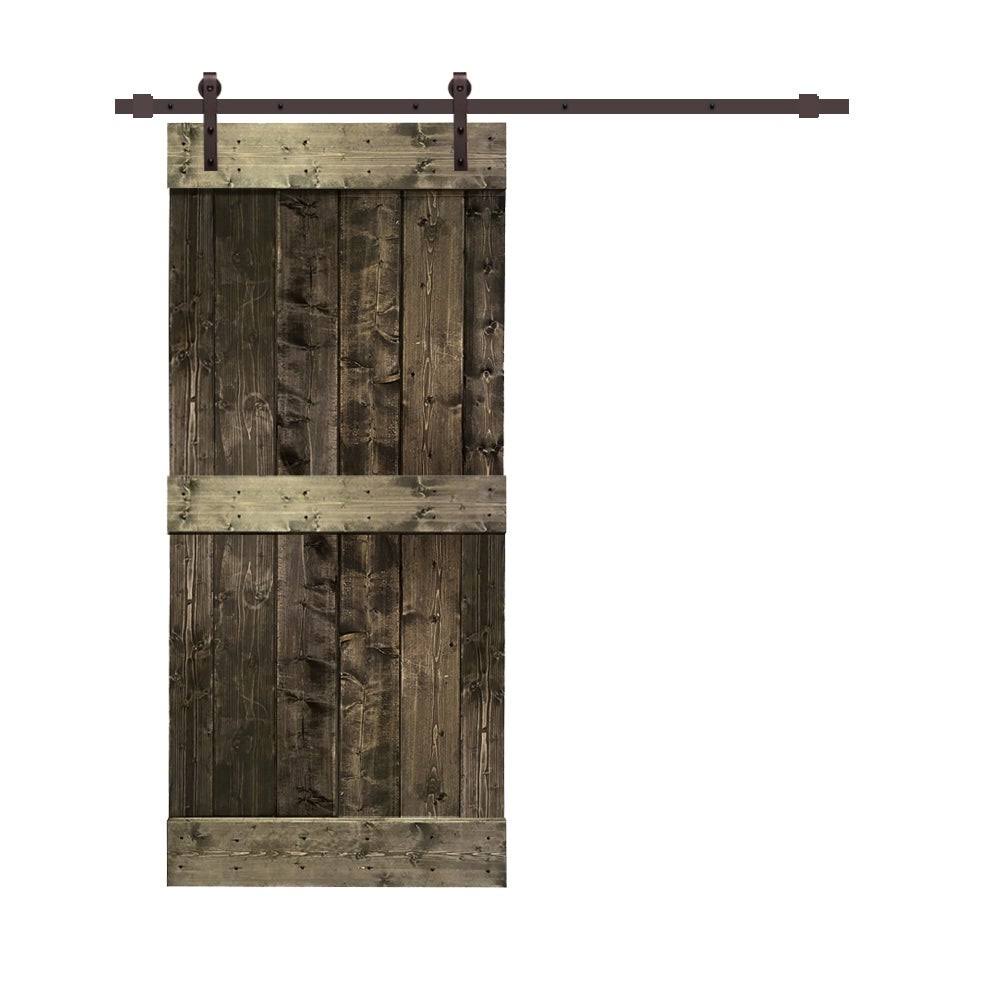 Charcoal Black Stained Wood Interior Sliding Barn Door with Hardware Kit A1516