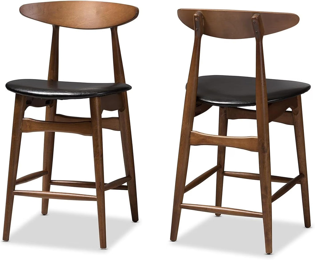 Black Faux Leather Counter Stool Set Qty 2 Y295182