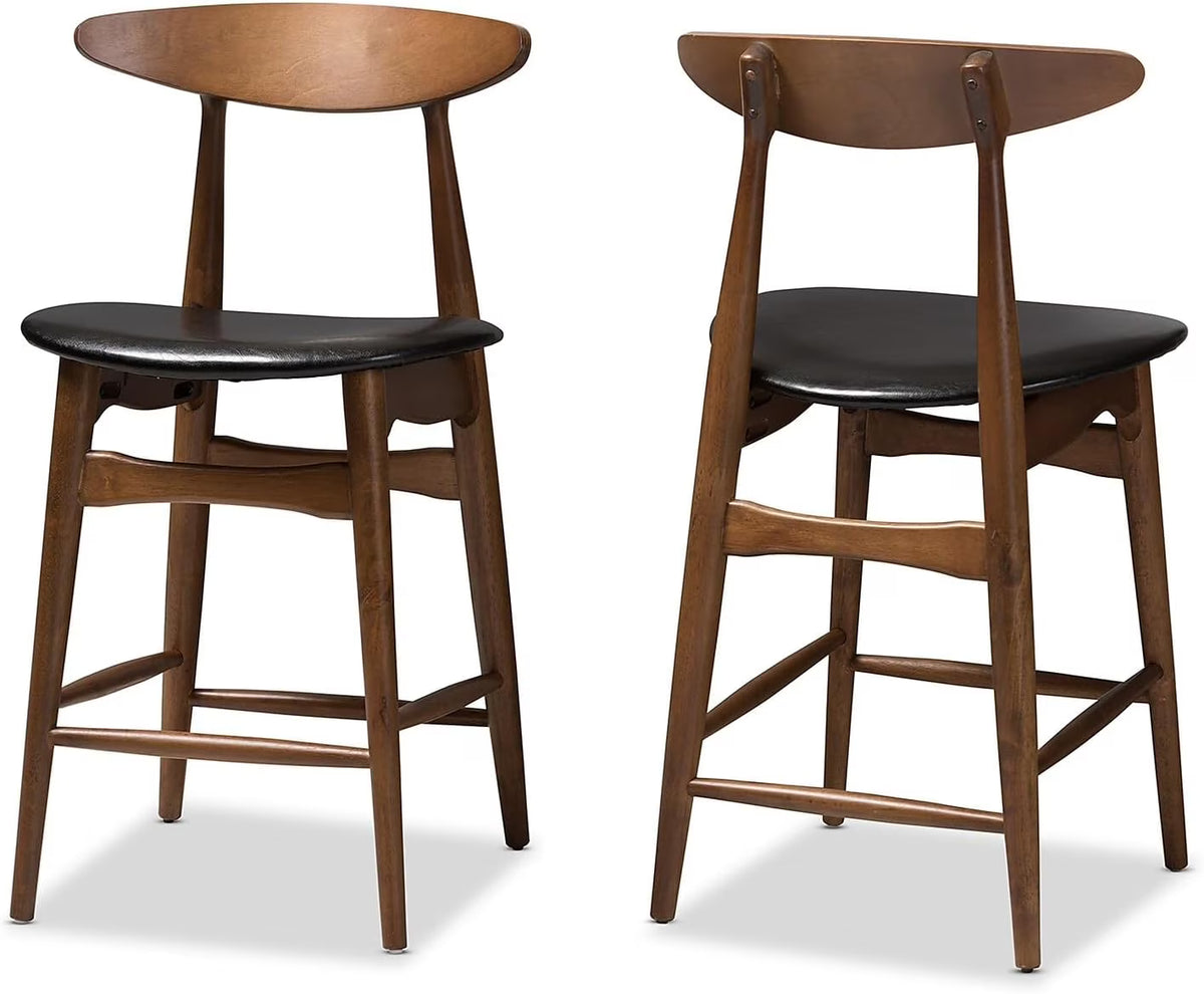 Black Faux Leather Counter Stool Set Qty 2 Y295182