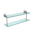 22 inch Two Tiered Glass Shelf, Satin Chrome N1402