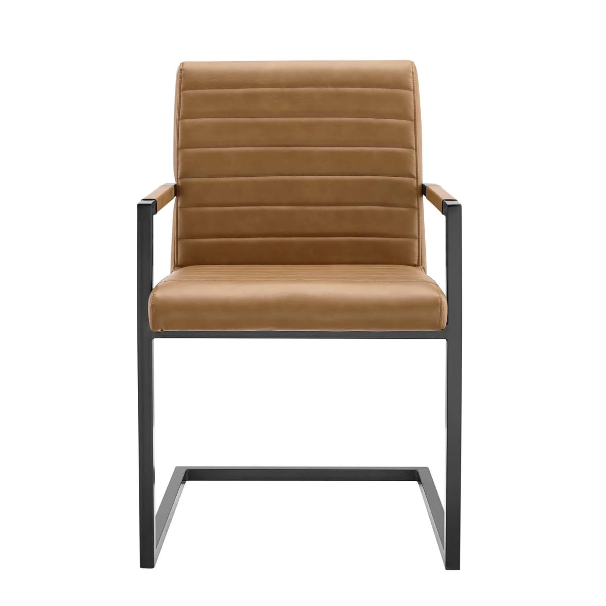 Tan Vegan Leather Dining Chairs, Set of 2 O813