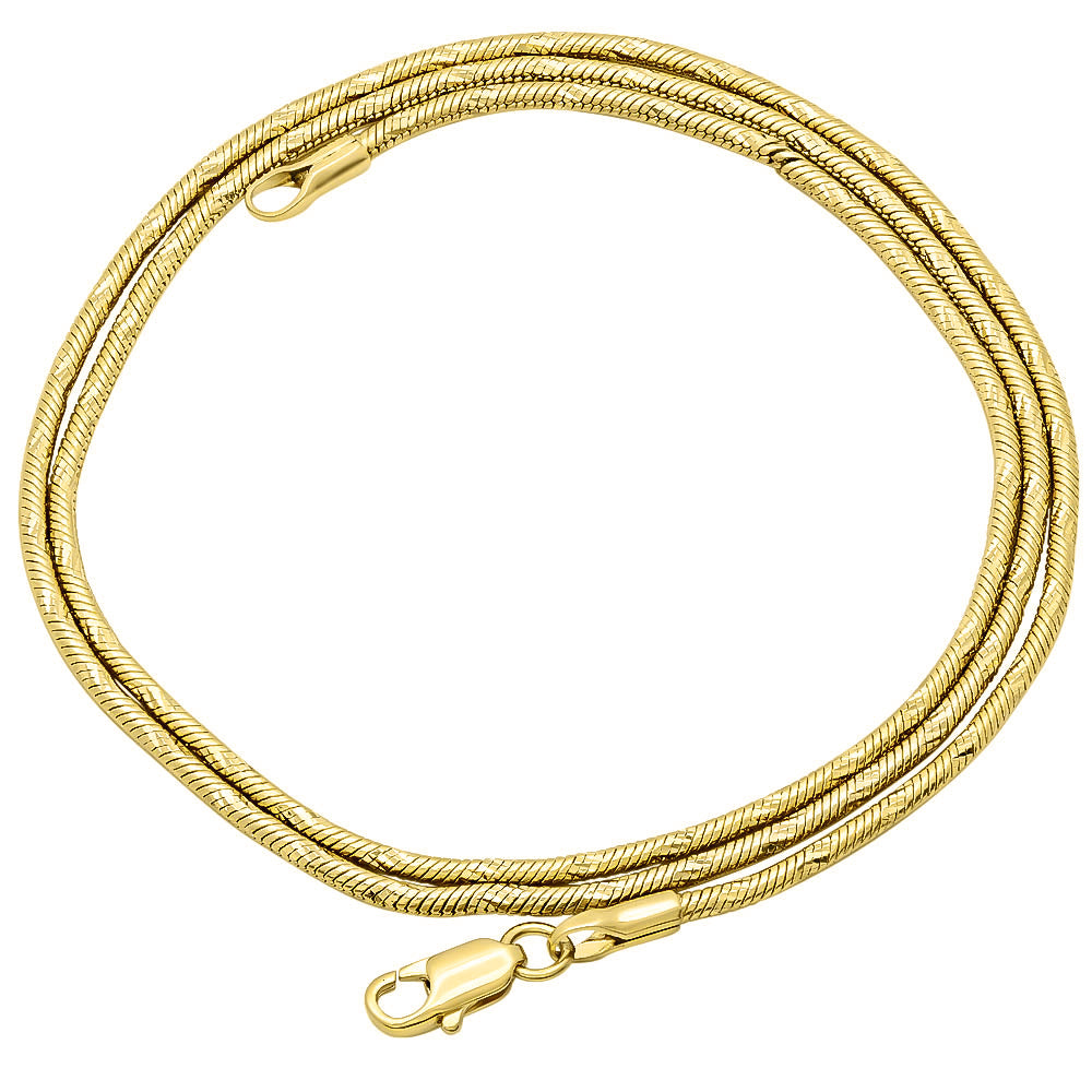 14k Yellow Gold Plated Snake Choker Chain Necklace, 16 inches H7968