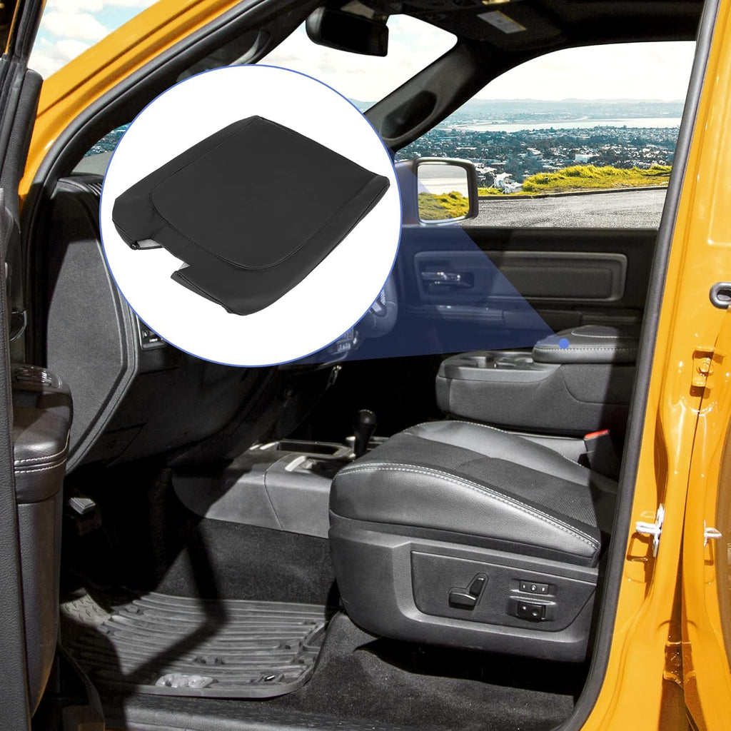 Black Microfiber Leather Center Console Lid Armrest Cover W542