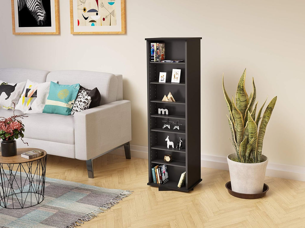 Black Two-Sided Spinning Tower Storage Cabinet J64978