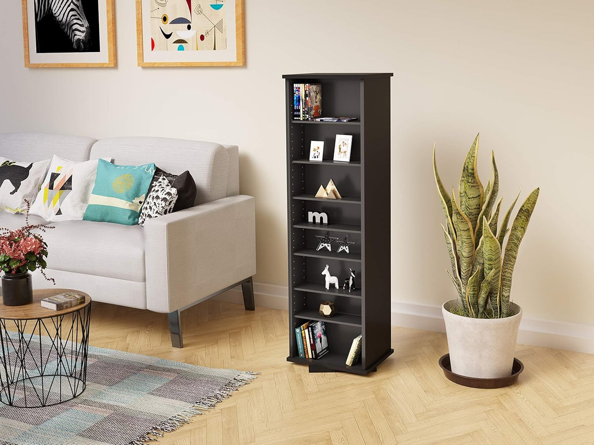 Black Two-Sided Spinning Tower Storage Cabinet J64978