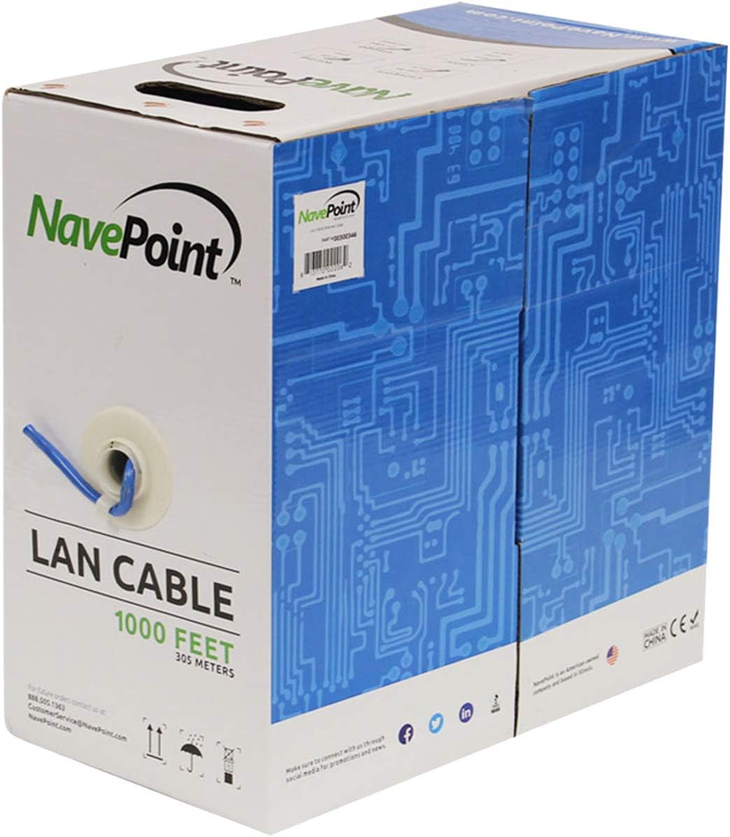 Cat5e 1000ft White Solid Bulk Ethernet Cable 24AWG 4 Pair Unshielded Twisted Pair H57086