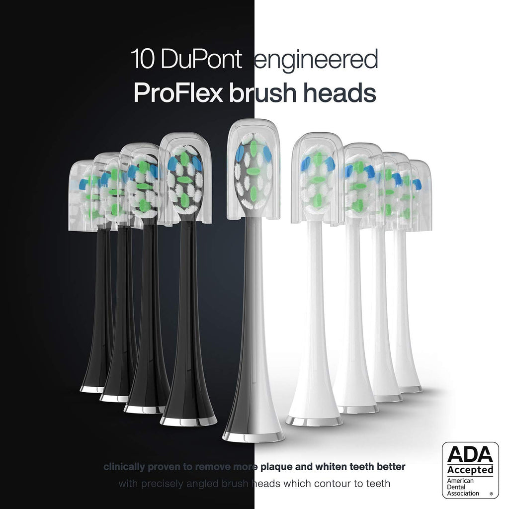 Electric Smart Toothbrush with UV Sanitizing Charging Base, 10 Brush Heads, 2 Travel Cases, Pack of 2 Q59347