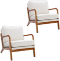 Upholstered PU Leather Accent Chair with Thicken Cushion Wooden Arm Chair P5875