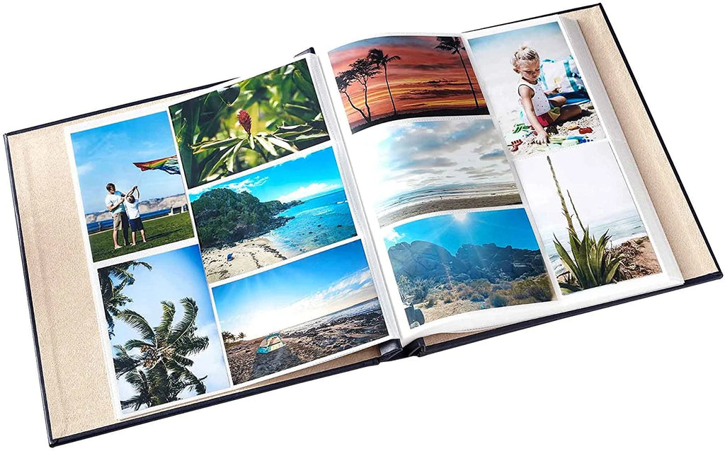 Large Photo Album Holds 400 4x6 Photos Leather Navy A127638