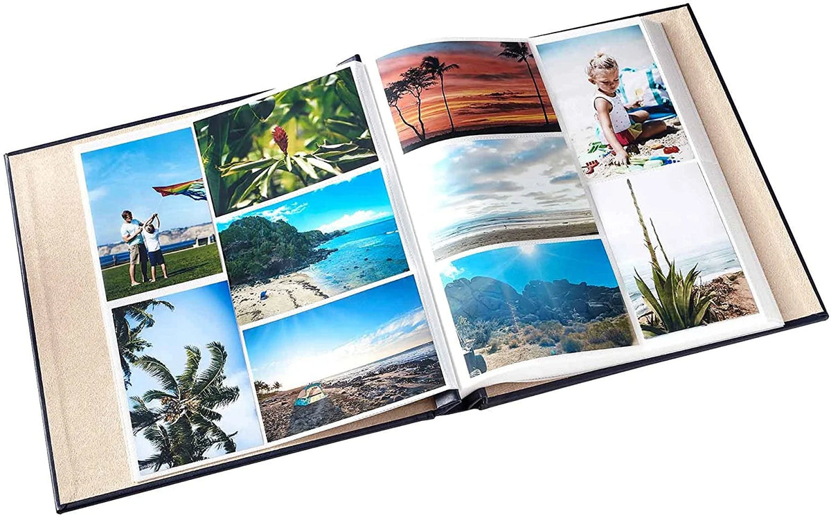 Large Photo Album Holds 400 4x6 Photos Leather Navy A127638