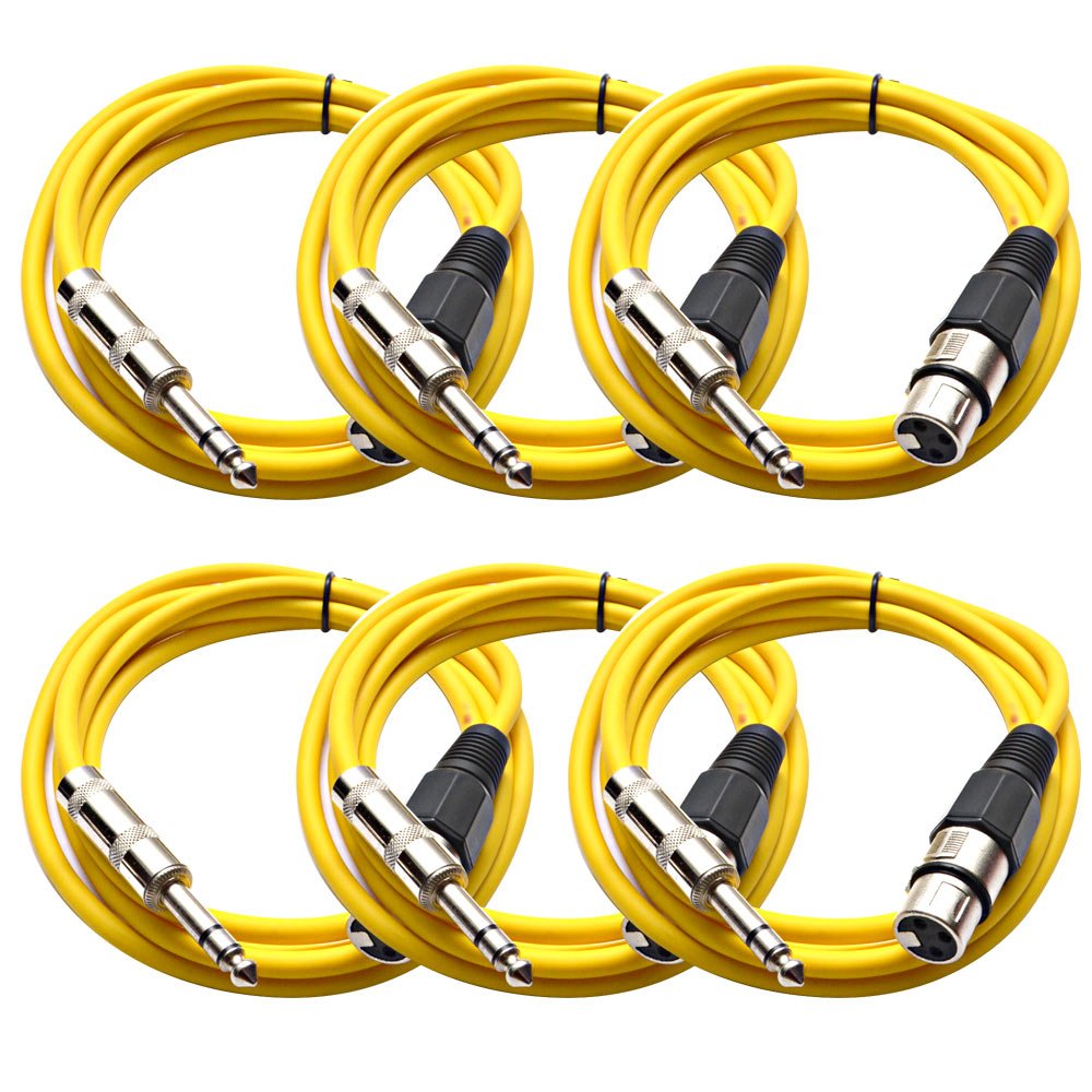6 Pack of 25 Ft XLR Female to 1/4 TRS Patch Cable Snake Cords Balanced S1535