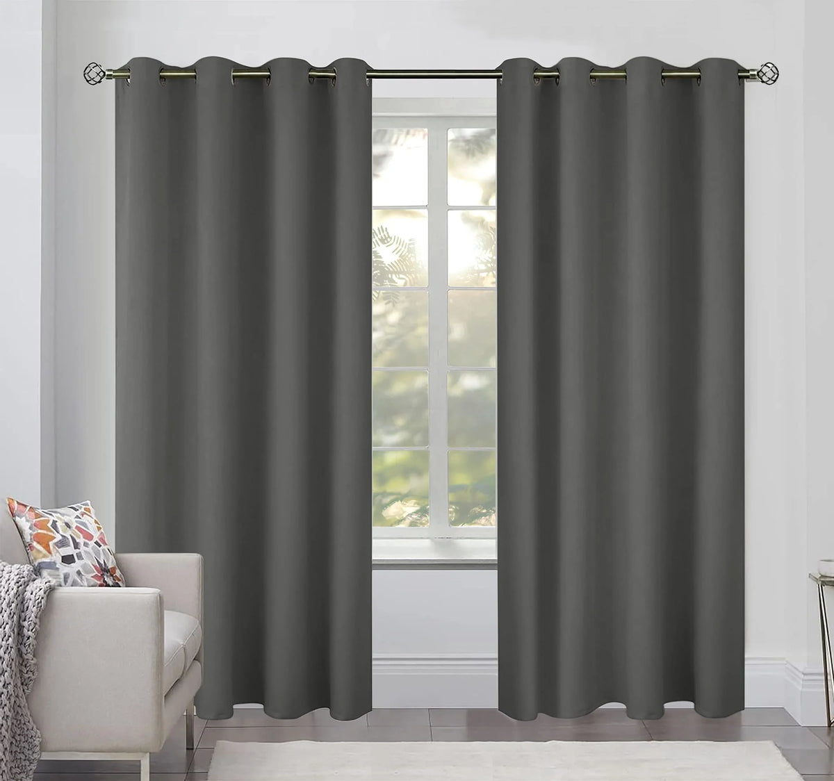 Grey 52x84 inch Grommet Blackout Curtains V380900