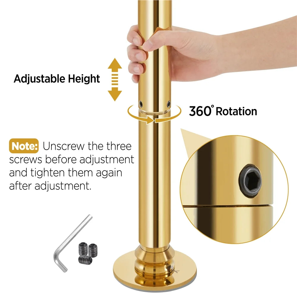 Gold Height Adjustable Spinning Static Dance Pole E815278